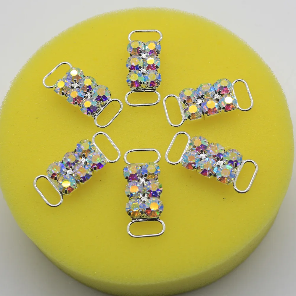 10pcs/lot  AB Colorful Rhinestone bikini connectors buckle/ Bag shoes clothing decoration buckle beachwear connector buckle