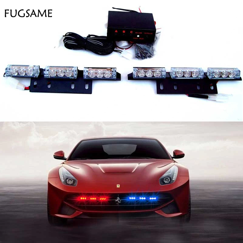 

FUGSAME 2*9 18 LED Warning Blinking Strobe Flash Light 3 Mode 12V. Red, Amber. White. Blue. Green LED flas