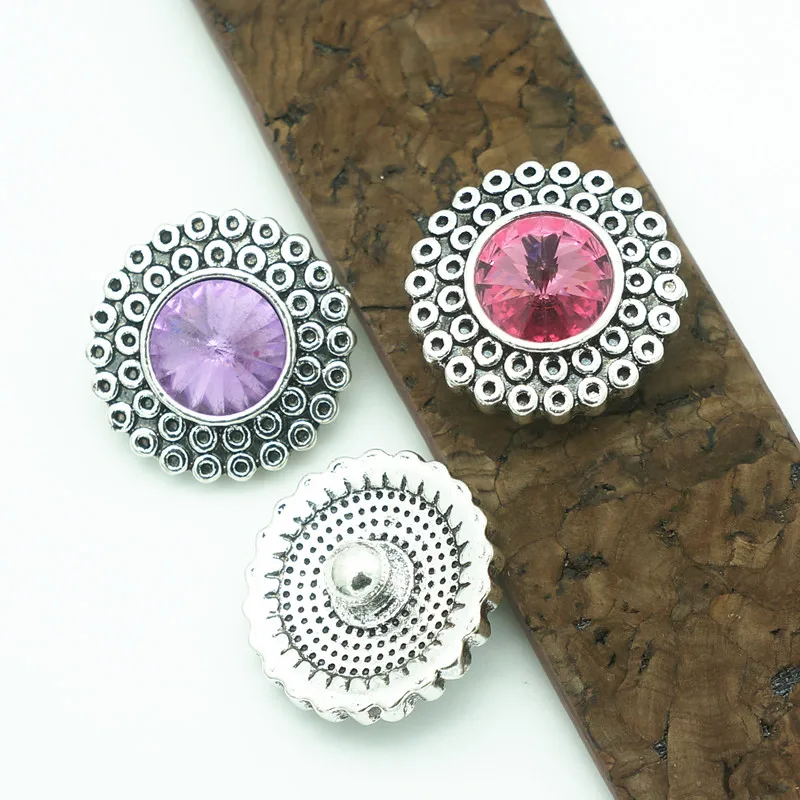 New Beauty Round 6colors rhinestone Dots metal 20mm snap buttons  fit 18mm snap jewelry wholesale KZ3273