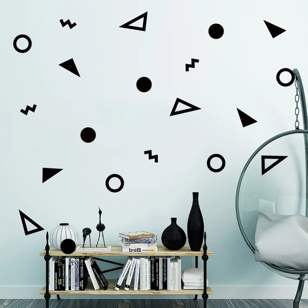 20pcs/set Cartoon Geometric Shape Triangles Circle Wall Stickers For Kids Baby Room Wardrobe Poster Child Gift Vinyl Wall Decals