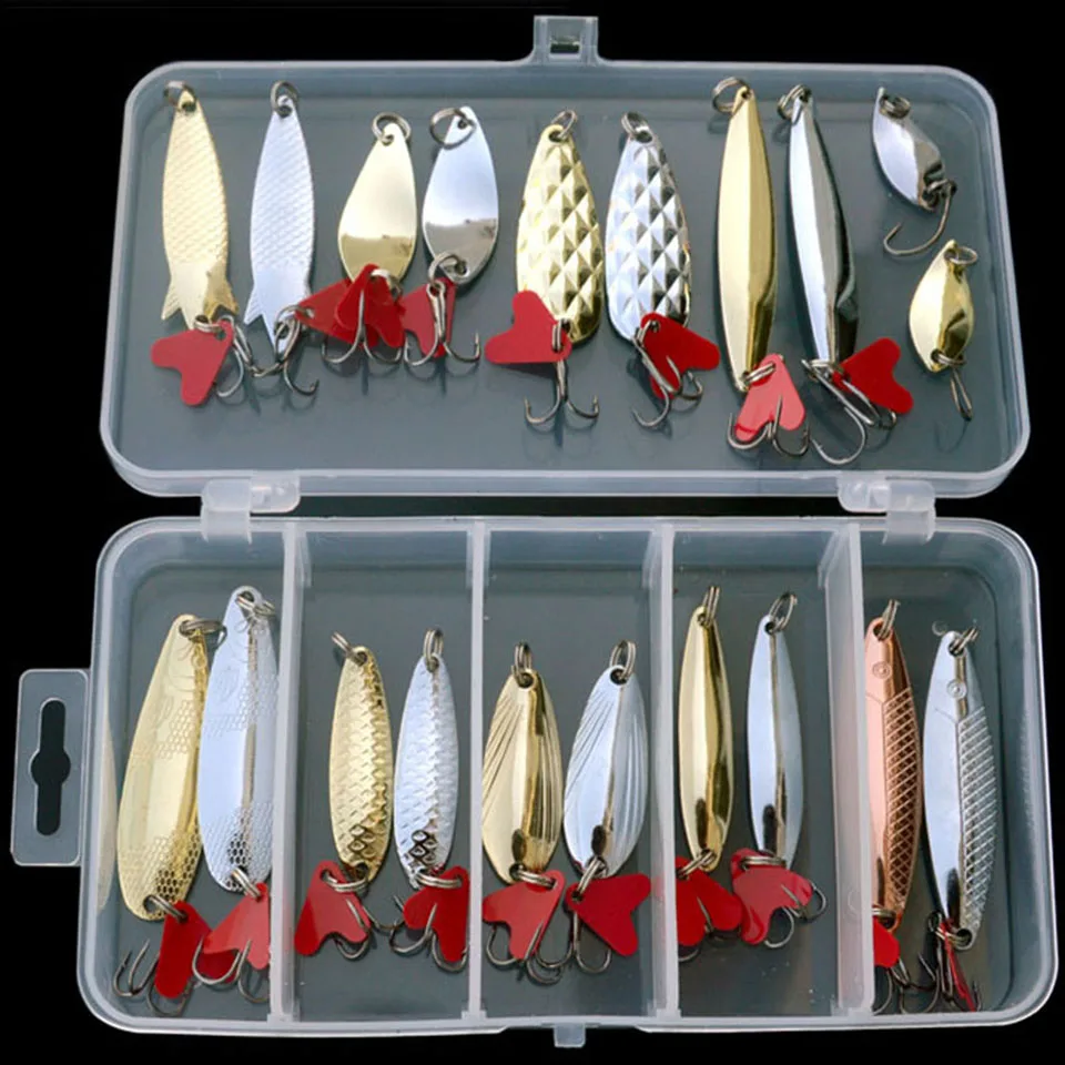 Promotion Mixed Colors Fishing Lures Spoon Bait Metal Lure Kit iscas artificias Hard Bait Fresh Water Bass Pike Bait