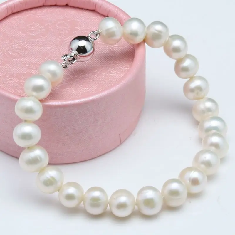 

9-10mm white pink black purple Freshwater pearl bracelets 7.5"