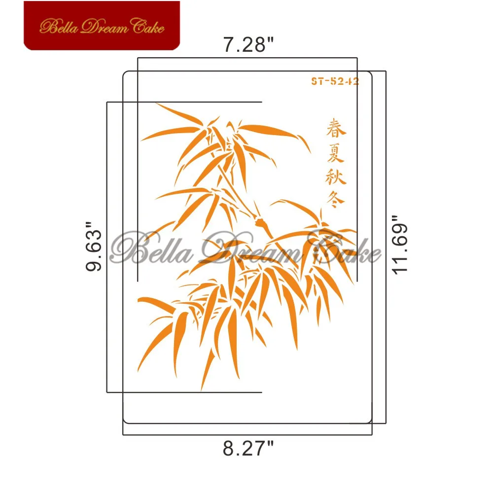 Bamboo Leaves Design Cake Stencil Layering Plastic Stencils DIY Scrapbooking Painting Drawing Stencils Template Cake Tool