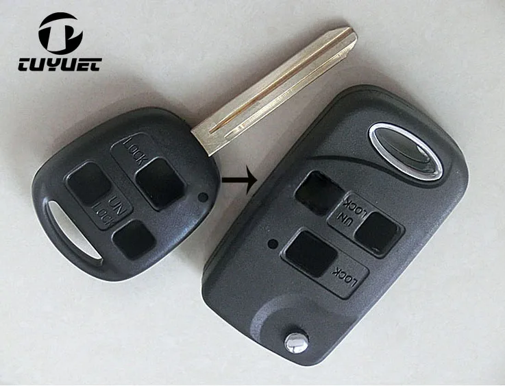 

3 Buttons Blank Modified Flip Folding Remote Key Shell For Toyota Camry 2.4