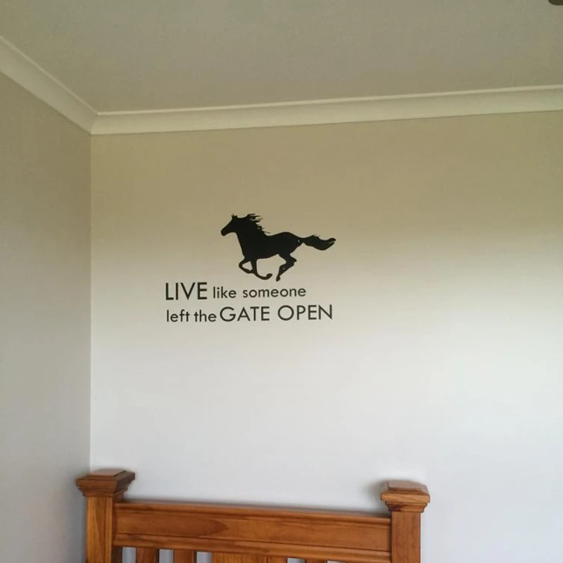 Horse Wall Stickers Art Decor - Live Like Someone Left The Gate Open Horse Cowboy Wall Quote Vinyl Decal