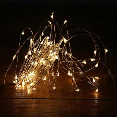 Kerst Koperdraad 10M 100LED Fairy Lights Met 2A Power Adapter Warm Wit Led String Licht Nieuwjaar Wedding decoratie 1Pc