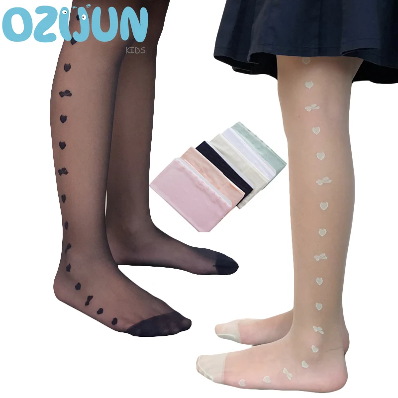 

Summer Children Girls Stockings Sheer Silk Ballet Stockings Transparent Pantyhose Candy Color Love Heart Bow Tie Six Color