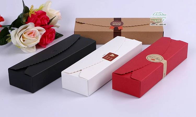 

23*7*4cm 5 Colours Kraft Paper Box Macaron Boxes Chocolate Cookie Candy Cake Packaging Box Wedding Party Gift Box 100pcs/lot