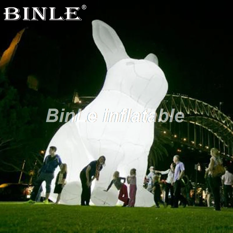 Popular outdoor white giant inflatable rabbit with LED light inflatable easter bunny for festival decoration