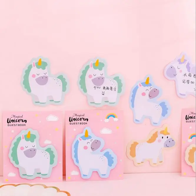 1PC Ins Kawaii Cartoon Cute Unicorn N times Sticky Memo Note Book Message Tab Notepad Paper Sticker Memo Pads Stationery