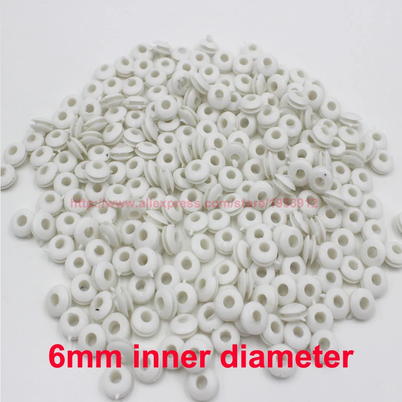 6mm inner diameter double side white cable rubber seal wire hole plugs grommet ring