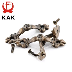 KAK 10pcs Box Handle 43*10MM Zinc Alloy Knob Tracery Bronze Tone Antique Pulls For Drawer Wooden Jewelry Box Furniture Hardware