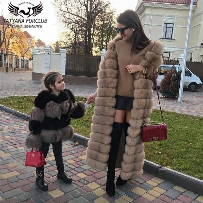 Tatyana Furclub Real Fur Coat X-Long Women Vest Natural Fox Fur Jacket High Street New Real Fur Jackets Trendy Thick Warm