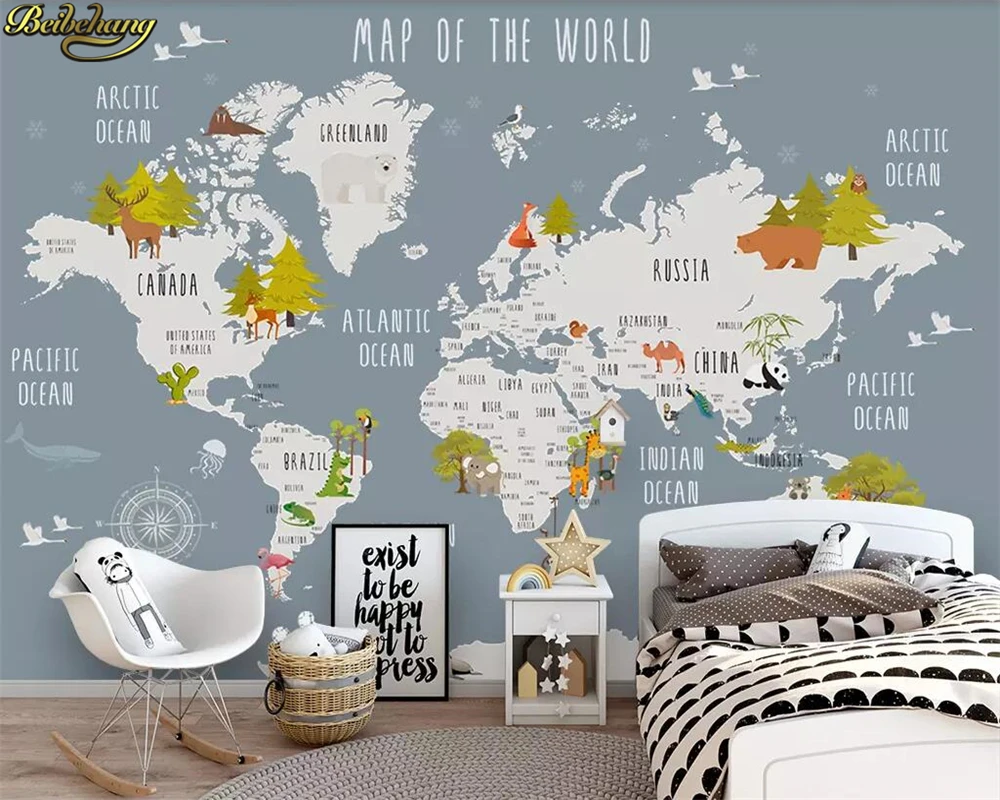 beibehang Custom photo wallpaper mural cartoon world map background wall papers home decor papel de parede infantil wall paper