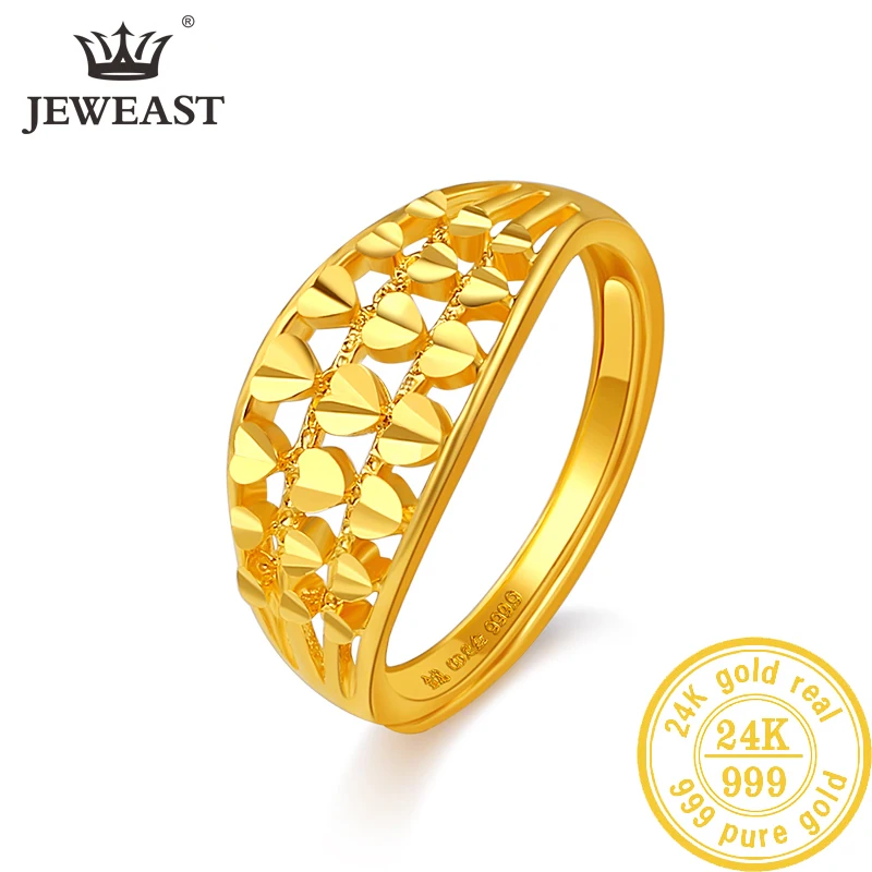 

JLZB 24K Pure Gold Ring Real AU 999 Solid Gold Rings Elegant Shiny Beautiful Upscale Trendy Classic Jewelry Hot Sell New 2023