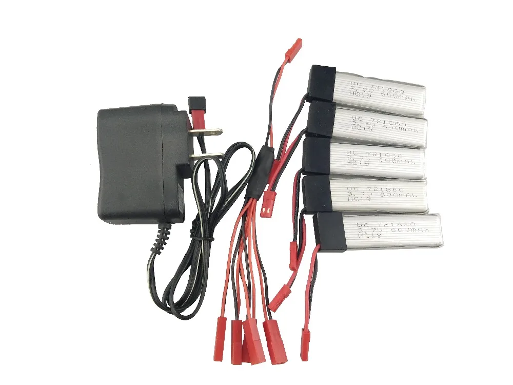 5PCS 3.7V 600mah Battery with American Charger for UDI U815A U817A U818A WLtoys V929 V939 V949 V959 V969 V999 V222 Syma S032G