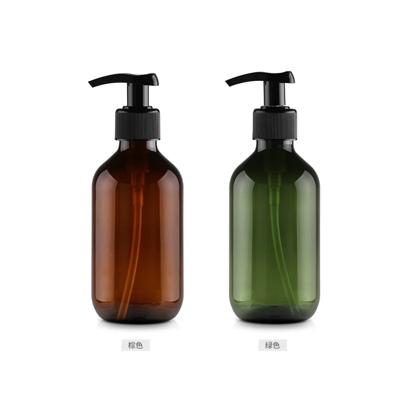 5pcs 300ml Empty Refillable Bottles Body Milk Bottling Container Pump PET Shampoo Cosmetic Emulsion Pressed Filled Travel Bottle