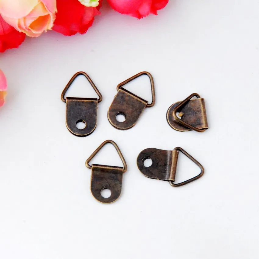 

Free shipping-100Pcs Bronze Tone Photo Frame tied Metal Hooks 1 Holes 2.1cmx1.3cm J2840