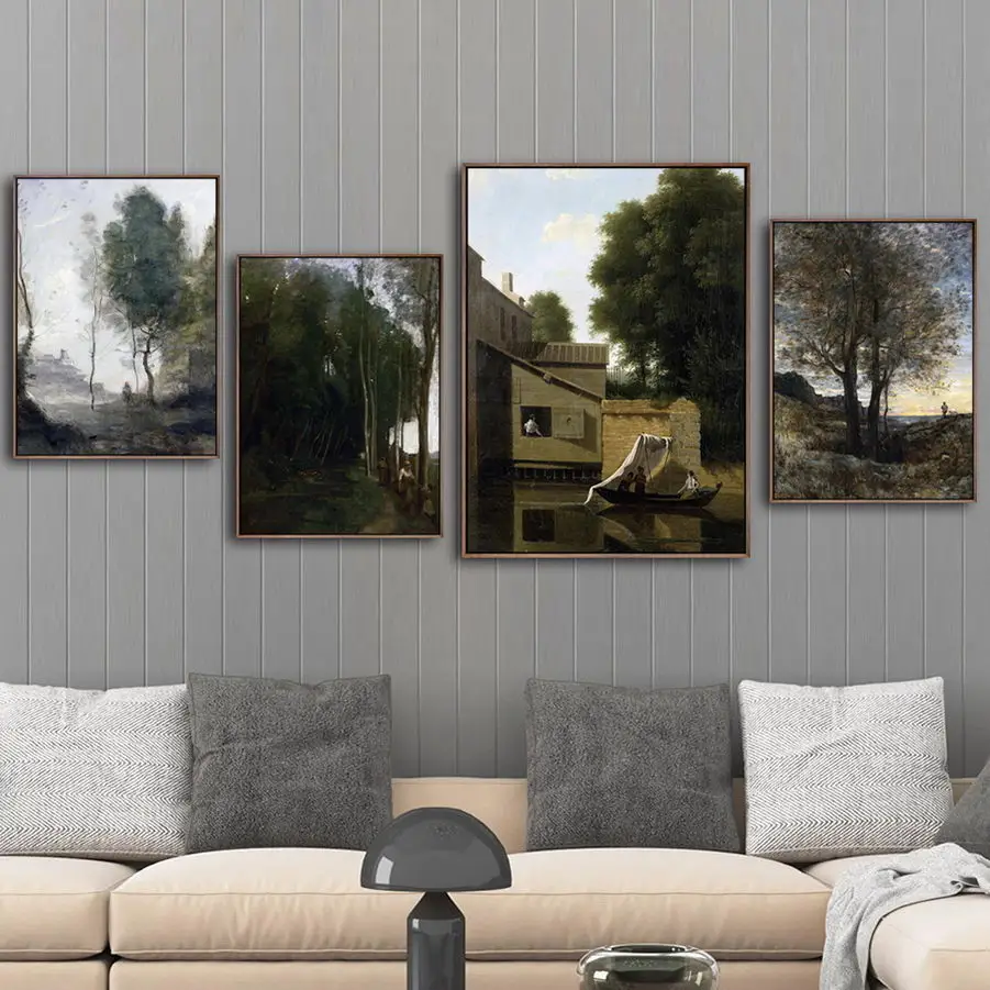 Home Decoration Print Canvas Art Wall Pictures Poster Canvas Printings Paintings French Jean Baptiste Camille Corot