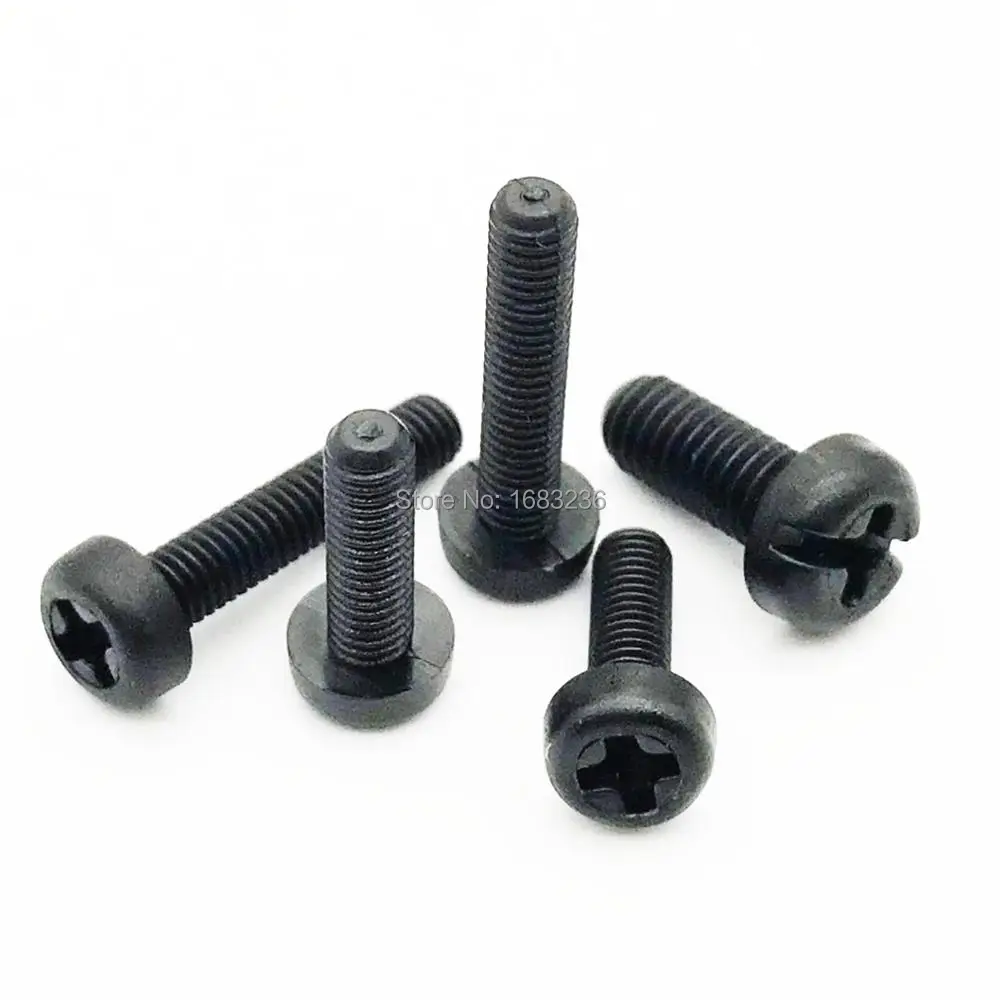 HZYUEGOU 50 Stück M2 M2.5 M3 M4 Hochwertige schwarze und weiße Nylon-Kreuzschlitzschrauben mit Flachkopf, Länge 5 mm-25 mm – Detail 2