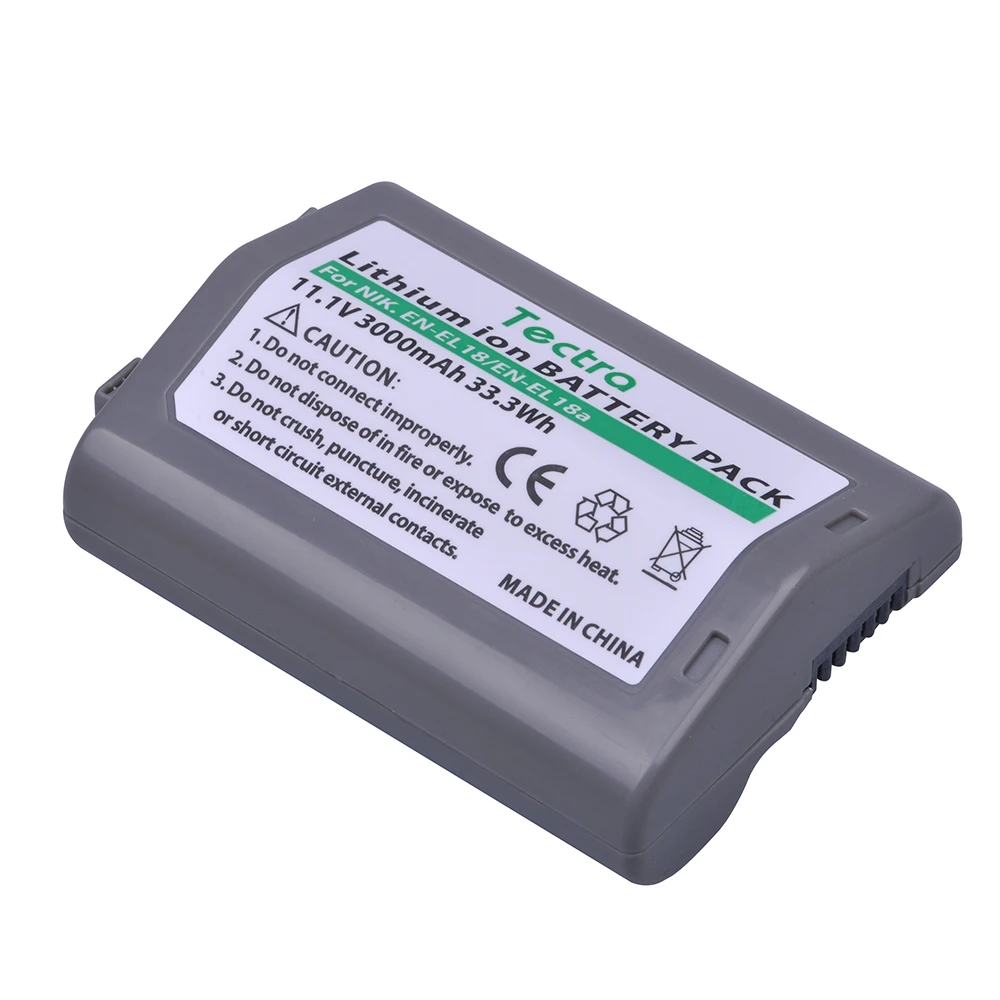 Tectra 3000mAh 1Pcs EN-EL18 EN-EL18a Battery for Nikon ENEL18 ENEL18a Battery MH26a MH-26a MH-26 for Nikon D5 D4 D4S Camera