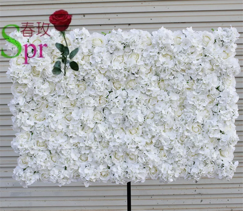 SPR Free Shipping 10pcs/lot white Artificial hydrangea rose flower wall wedding backdrop arch table runner decoration flowers