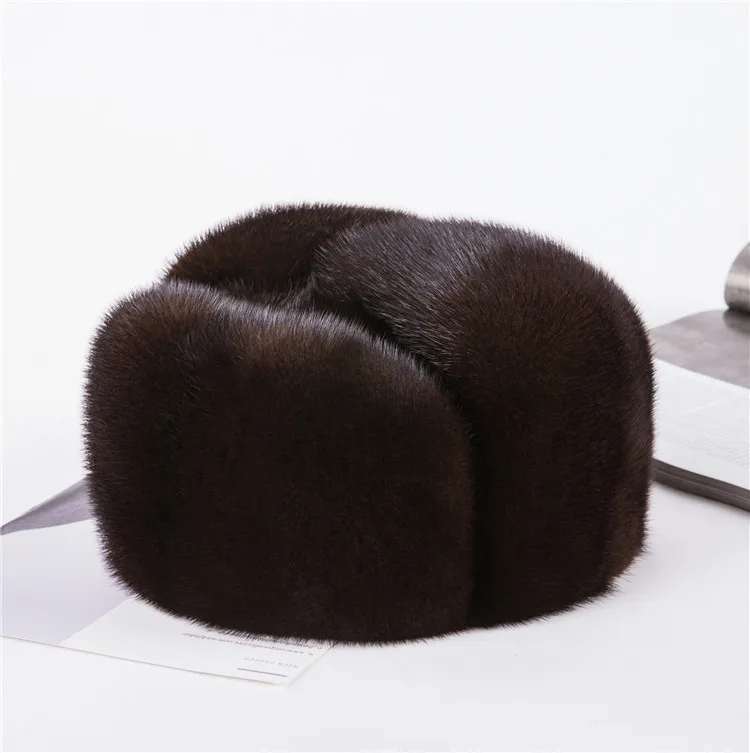 2020 new men mink fur hat New Fashion Men\'s real Mink Fur Winter Warm Hat / Cap Flat frosted marten fur Hat