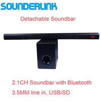 Sounderlink 2.1CH Bluetooth TV soundbar with subwoofer optical USB TF vitual 3D surround sound home theater system