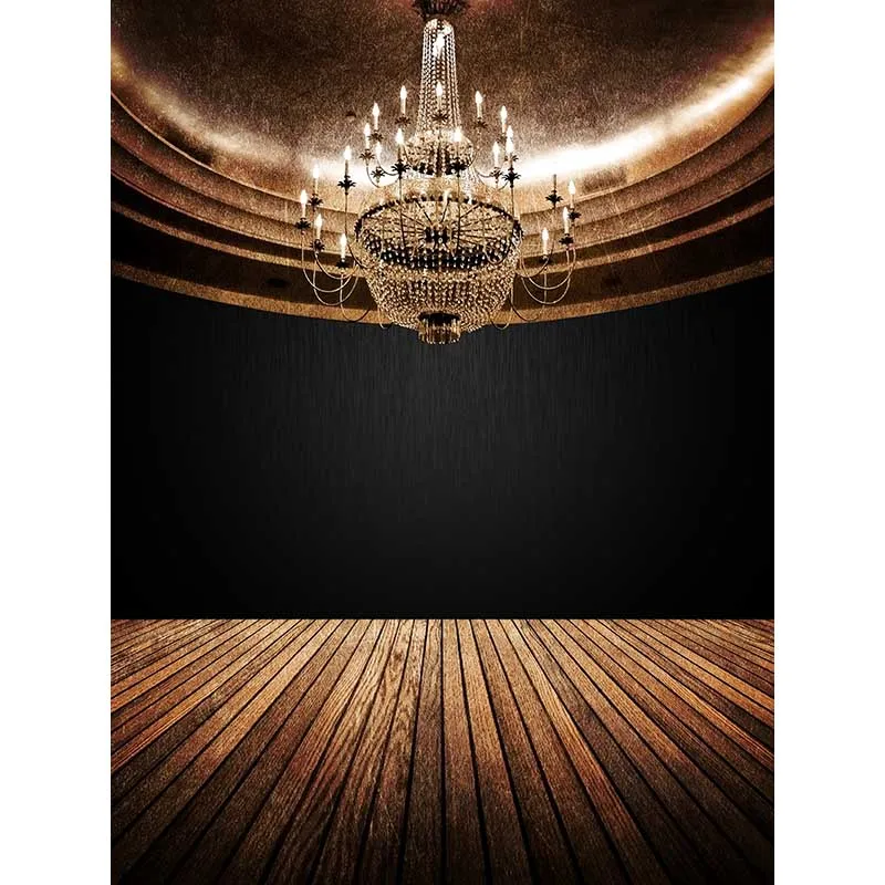 Allenjoy photography backdrops Chandelier Wooden floor Classical elegant black vintage background background studio background