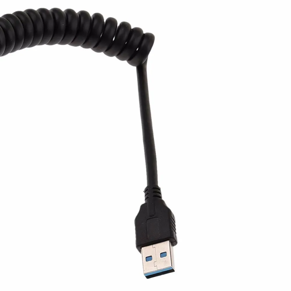 USB 3.0 Type A Male to USB Type C 3.1 Male Charge and Sync Spring Coiled Spiral Cable for Samsung Galaxy S8 S9, LG G6,Macbook