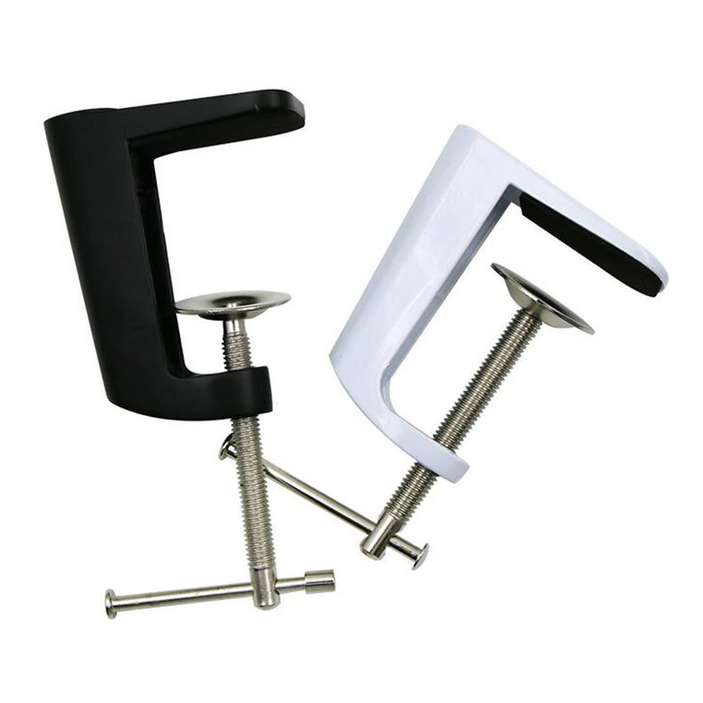 Metal Adjustable Arm Desk Clamp Table Lamp Clip Holder Stand White/Black