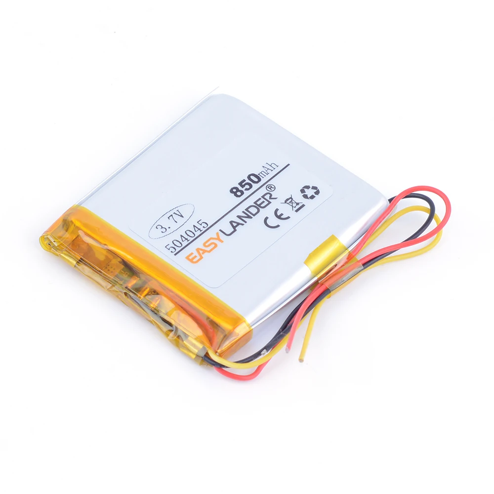 504045 3.7V 850mAh Rechargeable li-Polymer Li-ion Battery For Mp4 MP3 PAD DVD DIY bluetooth Explay ND57 DVR-navigator 5*40*45mm