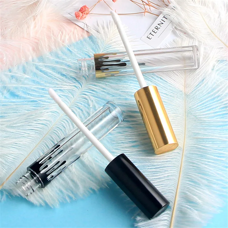 100pcs gold and black empty lip gloss packaging container 4ml Makeup Refillable Bottles lip oil container plastic tube