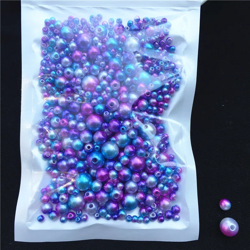 250Pcs/Pack Mix Size 3/4/5/6/8mm Beads With Hole Colorful Pearls Round Acrylic Imitation Pearl Diy For Jewelry Making Nail Art