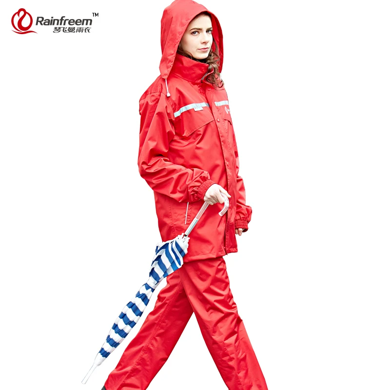 

Rainfreem Impermeable Raincoat Women/Men Hood Rain Poncho Waterproof Rain Jacket Pants Suit Rainwear Men Motorcycle Rain Gear