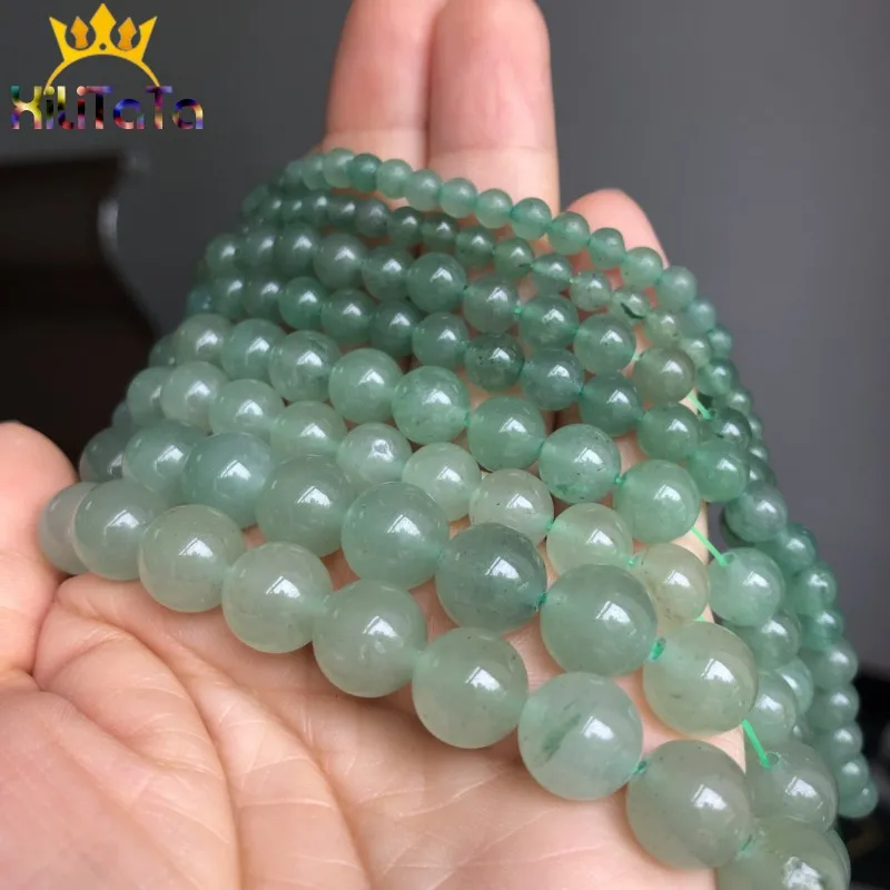 Natural Green Aventurine Jades Stone Round Loose Spacer Beads For Jewelry Making 4/6/8/10/12mm DIY Bracelets Necklace 15\