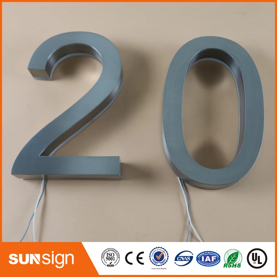 H 25cm Custom Apartment LED Numbers name size stainless steel