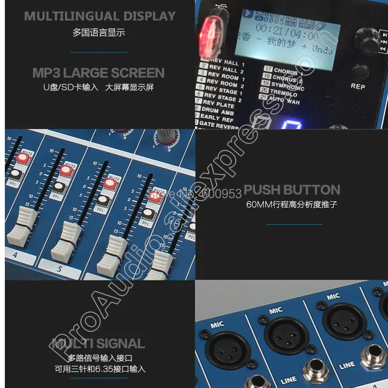 MICWL Bluetooth 24-Bit DSP USB 40Khz Live Studio Microphone Mixing Console with Digital Effect Processor Mixer