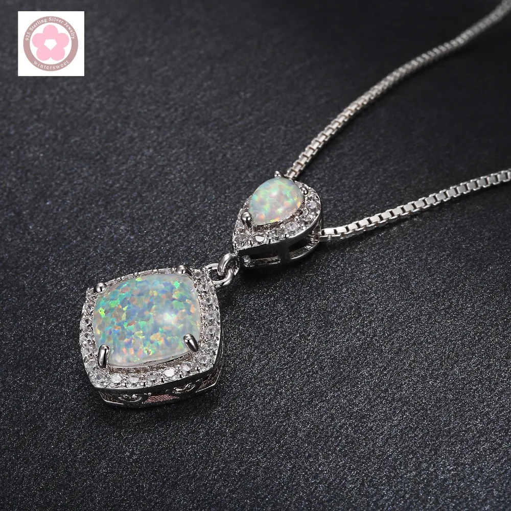JZP007  Quadrilateral Design Fire Opal White Zricon  Fashion Jewelry Pendant For Women s0015