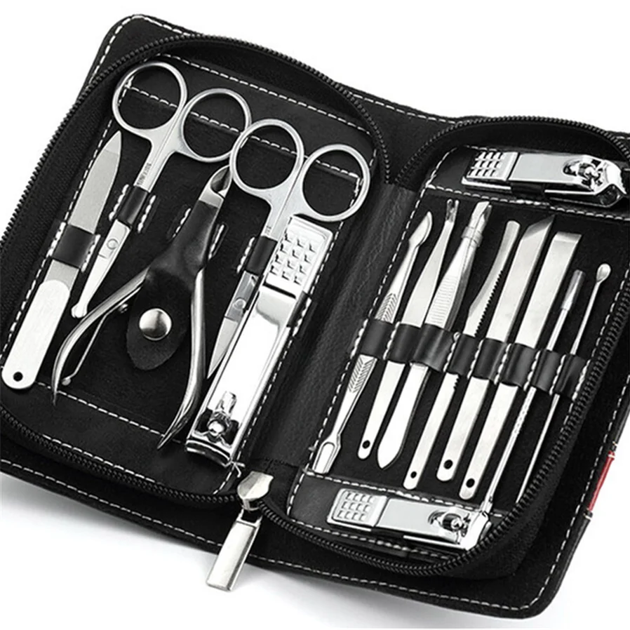 

15 in 1 Manicure set Professional nail clipper Finger Plier Nails art Multi-functional Beauty tools scissors knife Best gifts