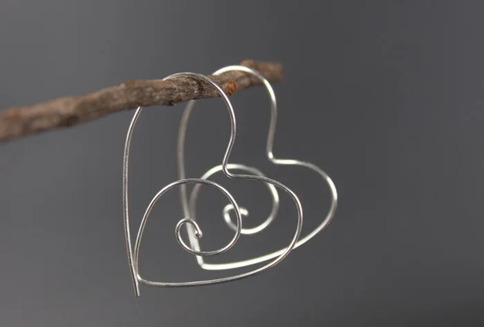 S925 Sterling Silver Big Heart Hoop Fashion Earrings