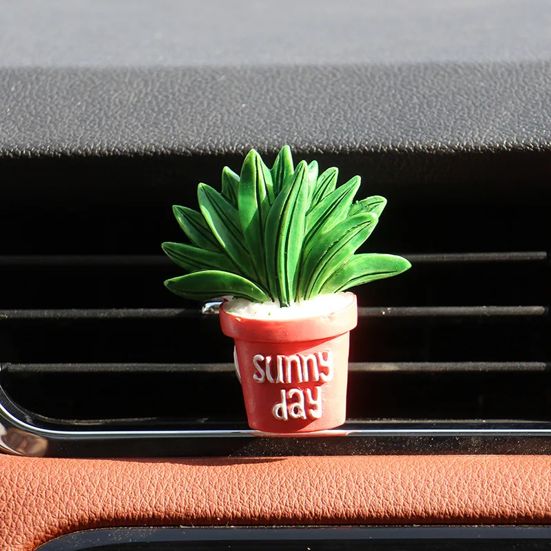 Car Air Freshener Resin Cactus Cute Vent Perfume Clip Automobile Interior Fragrance Solid Balm Smell Diffuser Accessories Gift