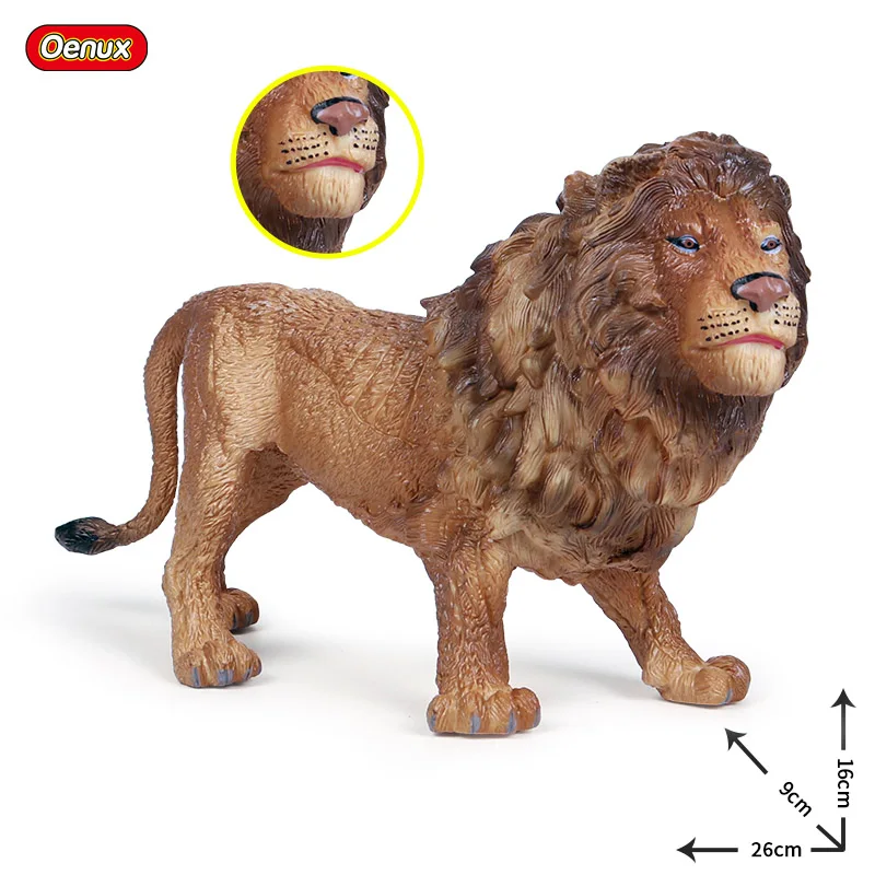 Oenux Big Size Classic African Wild Zoo Simulation Animals Tiger Lion Zebra Cheetah Action Figure Educational Toy Kids Xmas Gift