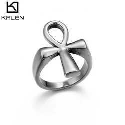 Egyptian Ankh Finger Rings Women Jewelry Stainless Steel Charm Punisher Couple Rings For Men Size 8-12 Accessories New Gift