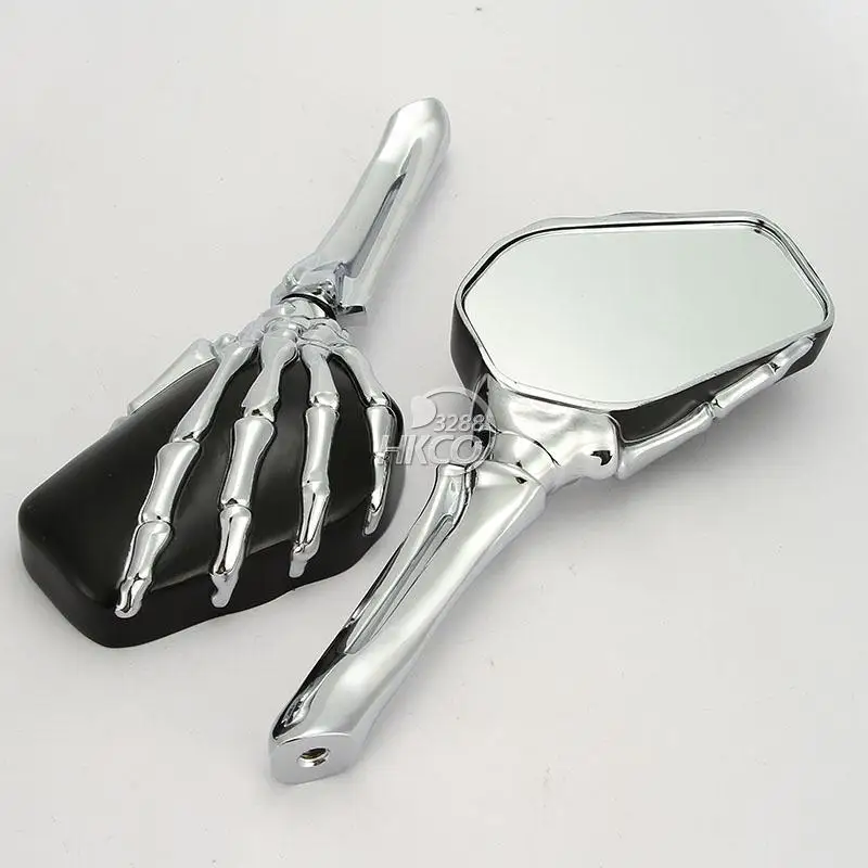 free shipping 8/10mm Motorcycle Skull Side Mirrors for Harley Cafe Racer Honda Yamaha Suzuki Kawasaki Victory Cruiser Bike