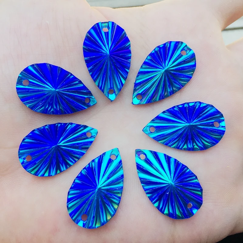 16*28mm Teardrop Resin AB Rhinestones Sewing On Flatback Crystals DIY stick Stones Drop Beads 20 pcs/lot -B14