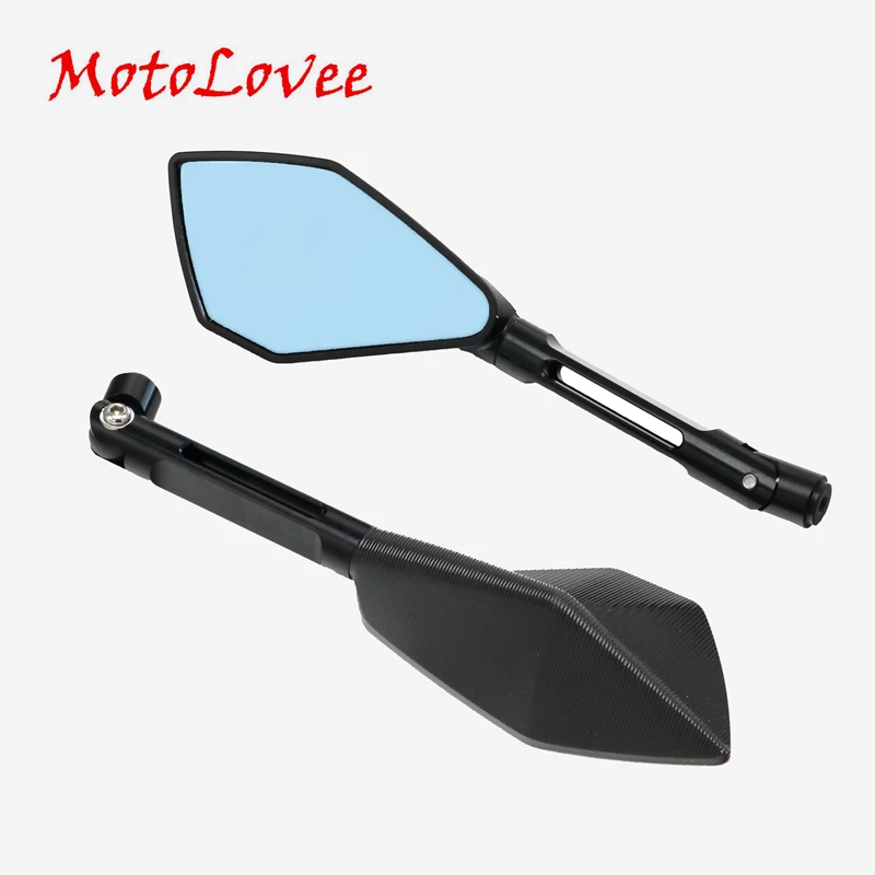 

MotoLovee CNC New Aluminum Motorcycle Rearview Side Blue Glass Mirror Motorbike Back Side Mirrors For HONDA Yamaha Kawasaki