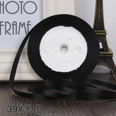 25 Yards 6mm Black Single Face Satin Ribbon Wholesale Gift Packing Christmas Ribbons Wedding Party Decorative Crafts Ribbons