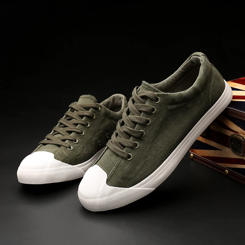 Cowboy Fashion Men Canvas Shoes Low Top Lace Up Male Casual Shoes Round Toe Spring and Autumn Rubber Flat Shoes Lu1 35