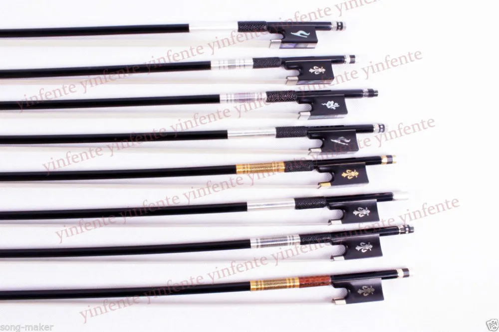 New one Violin Bow Plaid Carbon Fiber Round Stick Ebony   Flower inlaid 4/4 #7-15 you can choose any one